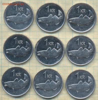 Исландия 1 крона 2000х г., фикс 10 руб - Исландия 1 крона