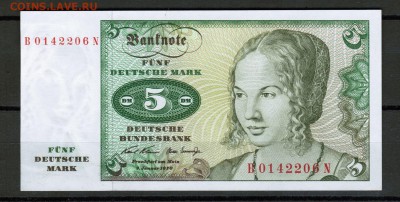 5 марок ФРГ 1970 года в состоянии UNC - 5 DM 1970 а