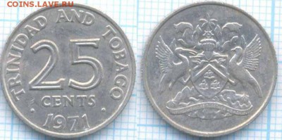 Тринидад и Тобаго 25 центов 1971 г., до 23.08.2018 г. 22.00 - Тринидад 25 центов 1971  3294