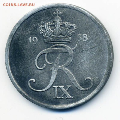 Дания 5 эре 1958 - Дания_5эре-1958_А