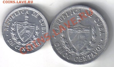 Куба 1 сентаво 1963, 5 сентаво 1971 до 9.05 21.00мск - Куба 1,5 сентаво 1963,71-2