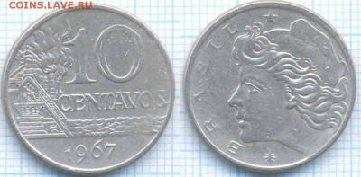 Бразилия 10 сентаво 1967 г., до  27.08.2018 г. 22.00 по Моск - Бразилия 10 сентаво 1967  3313