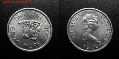 МОНЕТЫ МИРА 08-18 - Сейшельские острова – 1 цент (1972) «ФАО; голова коровы»