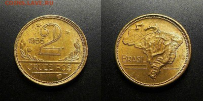 МОНЕТЫ МИРА 08-18 - Бразилия – 2 крузейро (1955) алюм.-бронза (аUNC) №5