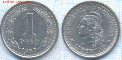 Аргентина 1 песо 1957 г., до 28.08.2018 г. 22.00 по Москве - Аргентина 1 песо 1957  3340