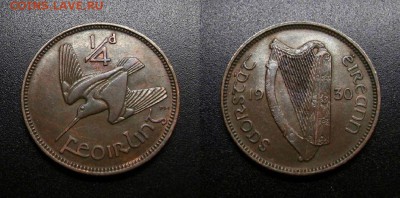 МОНЕТЫ МИРА 08-18 - Ирландия – 0,25 пенни (фартинг) (1930) «Вальдшнеп»