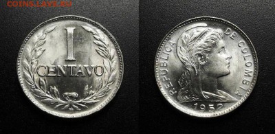 МОНЕТЫ МИРА 08-18 - Колумбия – 1 сентаво (1952 В)