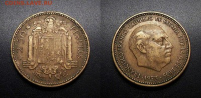 МОНЕТЫ МИРА 08-18 - Испания – 2,5 песеты (1953) №2-3