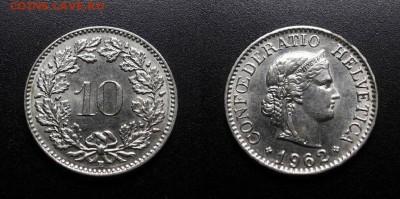 МОНЕТЫ МИРА 08-18 - Швейцария – 10 раппенов (1962)