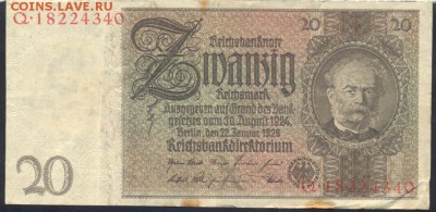 Германия 20 марок 1929 г.   27.08.18 г. 22 -00 МСК. - 20  м. 1929 1