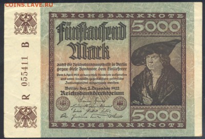 Германия 5000 марок 1922 г.  27.08.18 г. 22 -00 МСК. - 5000  м. 1922 1