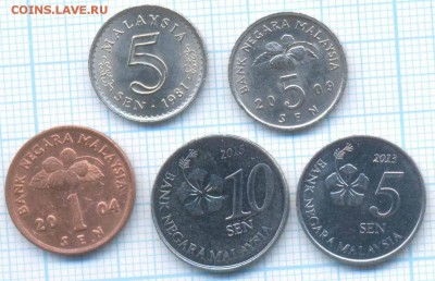 Малайзия 5 монет , до 30.08.2018 г. 22.00 по Москве - Малайзия 5 монет а  3377