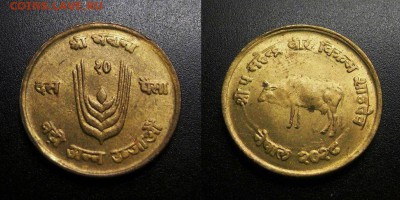 МОНЕТЫ МИРА 08-18 - Непал – 10 пайс (1971) «ФАО; корова, колос» №1