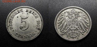 МОНЕТЫ МИРА 08-18 - Германия – 5 пфеннигов (1908 А) №2-3