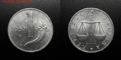 МОНЕТЫ МИРА 08-18 - Италия – 1 лира (1957) «Весы» алюм.