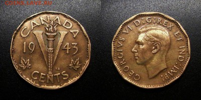МОНЕТЫ МИРА 08-18 - Канада – 5 центов (1943) «Факел Победы» №1
