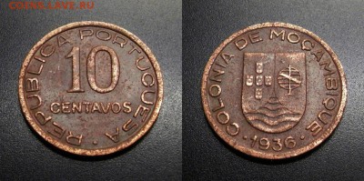 МОНЕТЫ МИРА 08-18 - Португ. Мозамбик (колония) – 10 сентаво (1936) бронза №1