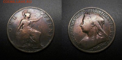 МОНЕТЫ МИРА 08-18 - Великобритания – 1 пенни (1899) «Виктория (в трауре)»