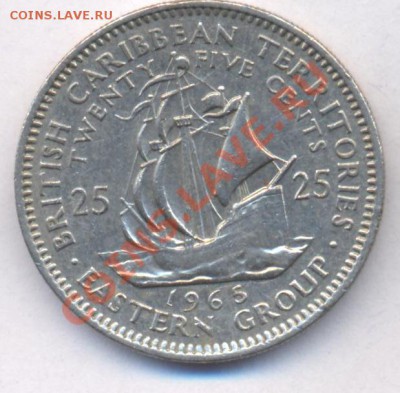 Карибские о-ва 25 центов 1965 г. До 10.05.11 г. 20-00 МСК. - Карибы
