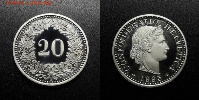 МОНЕТЫ МИРА 08-18 - Швейцария – 20 раппенов (1995) proof