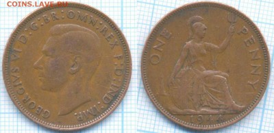 Великобритания 1 пенни 1944 г. , до 03.09.2018 г. 22.00 по М - Великобритания 1 пенни 1944  3397