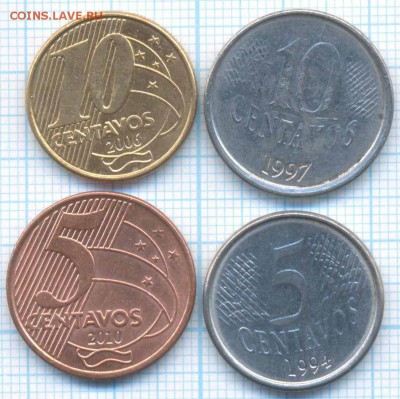 Бразилия 4 монеты , до 04.09.2018 г. 22.00 по Москве - Бразилия 4 монеты  а 3414
