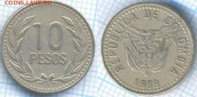 Колумбия 10 песо 1989 г. , до 04.09.2018 г. 22.00 по Москве - Колумбия 10 песо 1989  3426