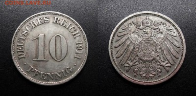 МОНЕТЫ МИРА 08-18 - Германия – 10 пфеннигов (1911 D)