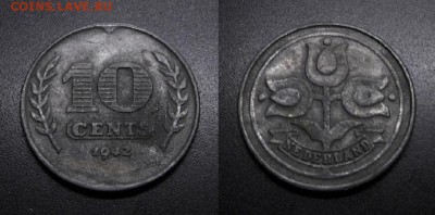 МОНЕТЫ МИРА 08-18 - Нидерланды – 10 центов (1942) «Немецкая оккупация» (цинк) №3-3