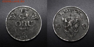 МОНЕТЫ МИРА 08-18 - Норвегия – 5 эре (1942) железо