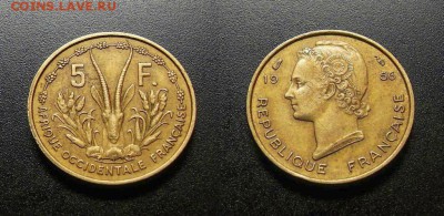 МОНЕТЫ МИРА 08-18 - Франц. Западная Африка – 5 франков (1956) «Газель» (XF) №1