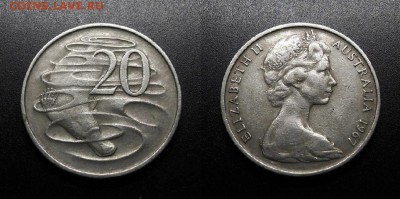 МОНЕТЫ МИРА 08-18 - Австралия – 20 центов (1967) «Утконос»