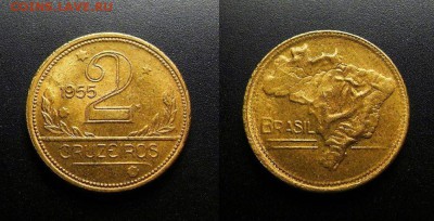 МОНЕТЫ МИРА 08-18 - Бразилия – 2 крузейро (1955) алюм.-бронза (аUNC) №8
