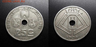 МОНЕТЫ МИРА 08-18 - Бельгия – 25 сантимов (1938) ник.-лат. №7