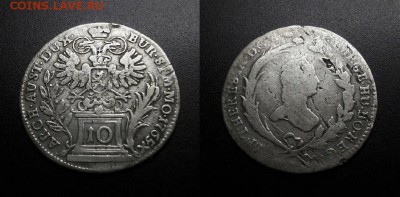 МОНЕТЫ МИРА 08-18 - Австрия (Грац) – 10 крейцеров (1765) «Мария Терезия» (Ag)