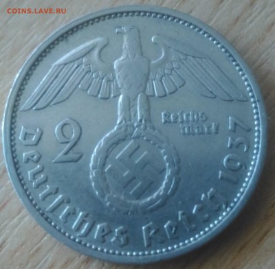 Германия 2 марки F 1937 - Германия 2 марки F Гинденбург 1937 аверс