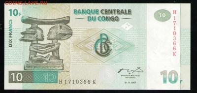 КОНГО 10 ФРАНКОВ 1997  UNC - 3 001