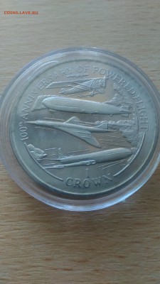 о. Мэн 1 крона, 2003, 100 лет воздухоплавания - О Мэн 2003 100 лет воздухоплавания реверс