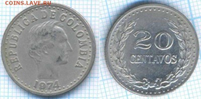 Колумбия 20 сентаво 1974 г., до 06.09.2018 г. 22.00 по Москв - Колумбия 20 сентаво 1974  3435
