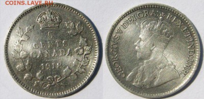 Только сутки! КАНАДА 5 центов 1918 г  03.09 В 22-00МСК - Канада 5 центов