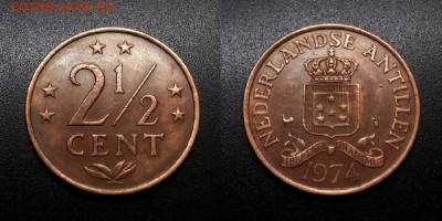 МОНЕТЫ МИРА 08-18 - Нидерландские Антилы – 2,5 цента (1974) бронза №1