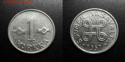 МОНЕТЫ МИРА 08-18 - Финляндия – 1 марка (1957) железо
