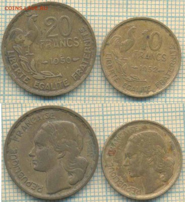 Франция 10 фр 1952,20 фр 1950 г.,до 07.09.2018 г. 22.00 по М - Франция 10фр 52 20фр 50  3500