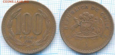 Чили 100 песо 1985 г., до 07.09.2018 г. 22.00 по Москве - Чили 100 песо 1985  3506