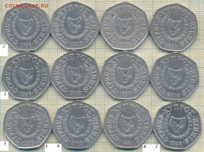 Кипр 50 центов 1991 - 2004 гг., фикс-цена - Кипр 50 центов фикс