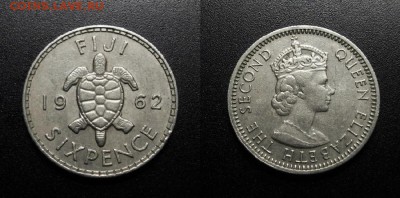 МОНЕТЫ МИРА 08-18 - Фиджи – 6 пенсов (1962) «Морская черепаха; Елизавета II» №3