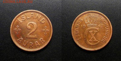 МОНЕТЫ МИРА 08-18 - Исландия (Дания) – 2 эйре (1942) бронза (XF) №4