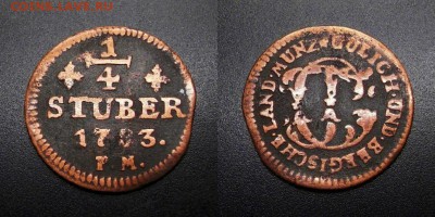 МОНЕТЫ МИРА 08-18 - Германия (Юлих-Берг) – 0,25 стюбера (1783) медь