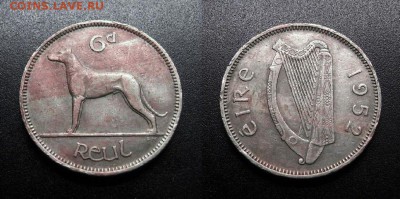 МОНЕТЫ МИРА 08-18 - Ирландия - 6 пенсов (1952) «Ирландский волкодав»