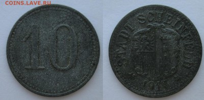Нотгельды Германии. Обзорная тема. - 10 пф. 1917г. Шайнфельд.JPG